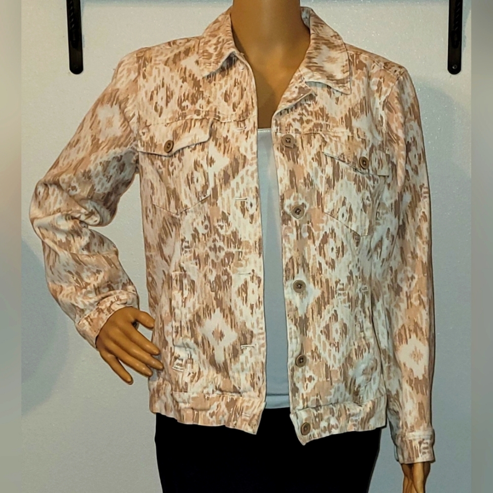 D & Co Ikat Print Denim Jacket XS